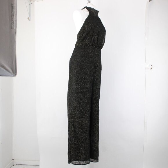 House Of Harlow Jumpsuit NEW Sz L Black Gold Black Polka Dots Nylon Jumpsuit - Picture 6 of 16